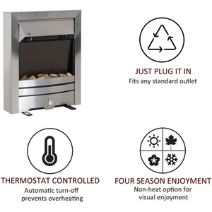 HOMCOM Modern Electric Fireplace 1 and 2KW LED Heater - Silver by HOMCOM