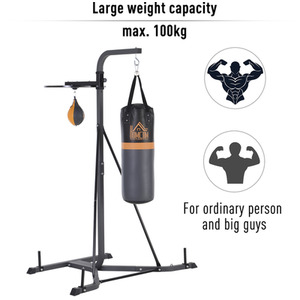 HOMCOM Freestanding Boxing Punch Bag and Speed Ball Station - Black and Gray by HOMCOM