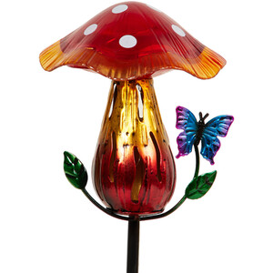 Solar Mushroom Rainbow Stake Light - Multicolour
