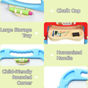 Kids Art Easel Double Sided Chalkboard Whiteboard - Blue by Costway