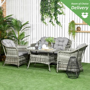 Outsunny Round Wicker Woven Rattan Garden Furniture - Grey by Outsunny