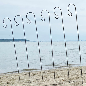 Shepherds Crook Black Metal Garden Border Hooks - Black / 6 by Selections