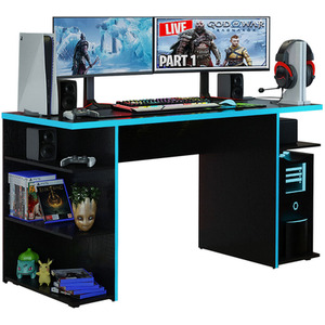 Madesa Gaming Computer Desk - Black/Blue by Madesa