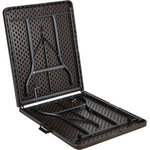 Foldable Beer Dining Table Garden Camping Rattan Effect - Black / 75cm by Livingandhome