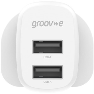 Dual USB-A 12W Wall Charger - White by Groov-e
