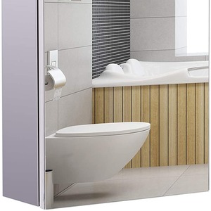 Wall-Mounted Bathroom Mirror Cabinet - Silver by HOMCOM