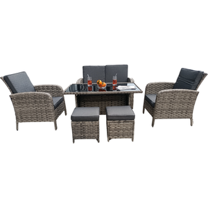 Dorchester 6 Piece Rattan Wicker Garden Dining Set - Grey by Madefor.living