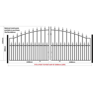 Saxon Arched Spear Top Double Metal Driveway Gate by Burbage Iron Craft