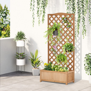 Outsunny Garden Wooden Planter Box with Trellis by Outsunny
