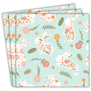 Bunny Party Paper Napkins Mint Floral - Blue by Peacock Supplies
