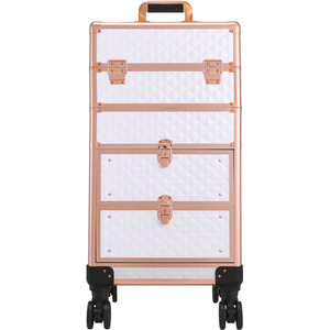 Professional 4in1 Makeup Trolley in Rose Gold - Rose Gold + White by Livingandhome