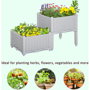 Outsunny Garden Raised Bed Elevated Patio - Grey by Outsunny
