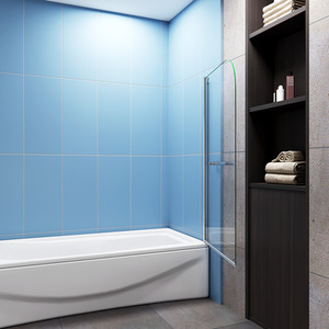 Pivot Bath Shower Screen With Towel Rail - Clear by AicaBathroom