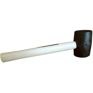 16oz Rubber Mallet Hammer with Hard Wooden Handle Shaft - Black by Blackspur