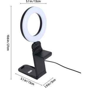 Dimmable Laptop Ring Light with Phone Holder - Black by Livingandhome