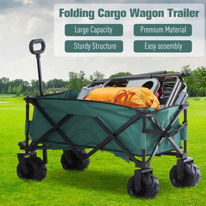 Outsunny Outdoor Pull Cart Folding Cargo Wagon - Green by Outsunny