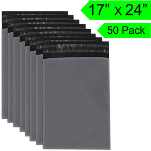 Extra Strong 60 Micron Self Seal Mail Bags - Set of 50 - Grey / 17 x 24 Inches by Groundlevel