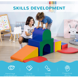 HOMCOM 7-piece Kids Soft Play Set, Climb and Crawl Foam - Multicoloured by HOMCOM