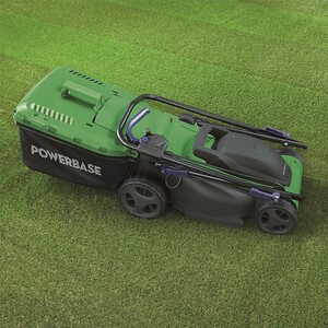 Powerbase Electric Mower and Rear Roller - Green / 34cm Cutting Width by Powerbase