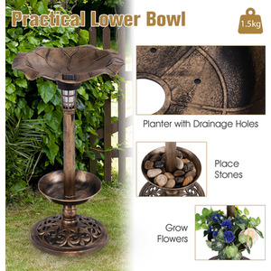 Standing Pedestal Birdbath Feeder Combo by Costway