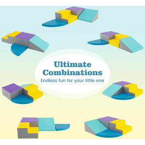 Kids Soft Toy Set Building Blocks Structures Set - Blue by Costway