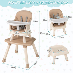 Multifunctional Baby High Chair - Brown by Costway