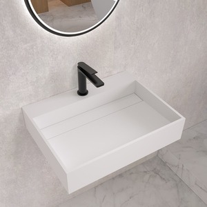 Asturias Wall Hung Matt Stone Basin - White by Fino Stone