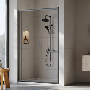 6mm Toughened Safety Glass Sliding Shower Door 1900 x 1200mm Black - Matt Black by Balterley