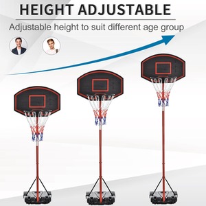 HOMCOM 200-250cm Height Adjustable Basketball Hoop - Black by HOMCOM