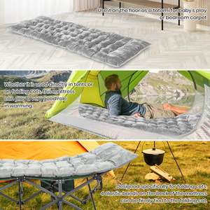 Outdoor Camping Cot Pads Velvet Sleeping Mattress - Grey by Costway