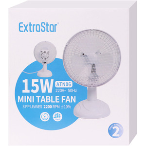 Extrastar 6 inch Desk Fan, 2 Speed - White by ExtraStar