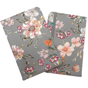 Peony, Lily, Tulip, Daisy Colorful On Grey Background Passport Cover - Grey by Warren Reed - Designer
