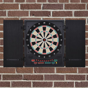 HOMCOM Electronic Dartboard In Case LED Scoreboard - Black and White by HOMCOM