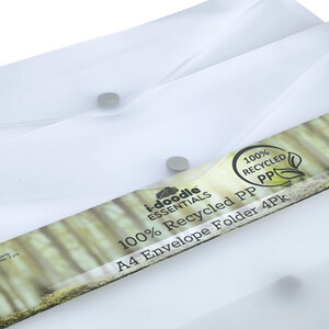 Pack of 4 Recycled PP A4 Envelope Folders - White