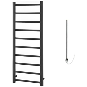 Alpine Electric Heated Towel Rail, Prefilled, Anthracite - Anthracite by SolAire Heating Products