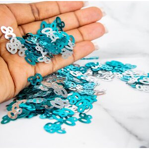 80th Birthday Confetti - Blue & Silver by Shatchi