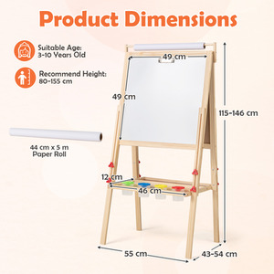 Double-sided Kids Easel - Brown by Costway