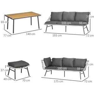 Viola 6 Seater Outdoor Rattan Garden Furniture Sets with Sofa - Grey by Chilli Seating
