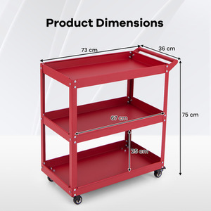 3-Tier Rolling Tool Cart - Red by Costway