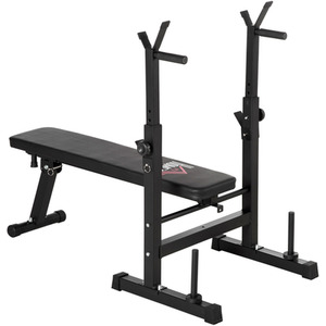 HOMCOM Adjustable Weight Bench Barbell Rack and Dip Station for Home Gym - Black by HOMCOM