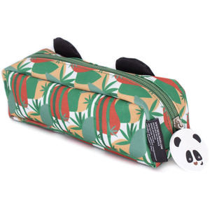 Rototos the Panda 1-Zip Animal Face Pencil Case - Green by Les Deglingos
