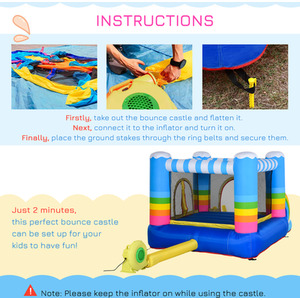 Outsunny Kids Rainbow Bouncy Castle and Pool - muiticoloured by Outsunny