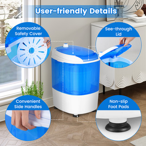 2 in 1 Mini Single Tub Washer Semi-automatic Spin Dryer - Blue by Costway