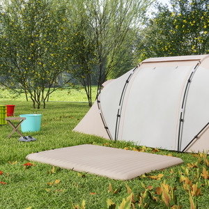 Outsunny Double Air Bed Inflatable Mattress with Foot Pumps - White by Outsunny