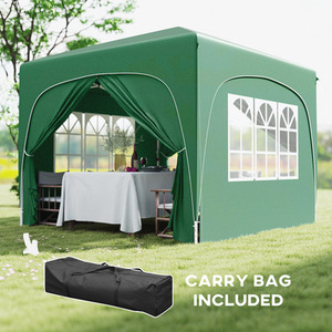 Outsunny 3 x 3(m) Pop Up Gazebo with Sides, UPF50 - Dark Green by Outsunny