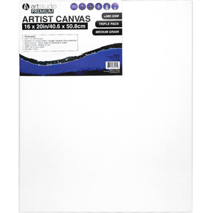Pack of Three Art Studio Premium Artists Canvases - 40.6x50.8cm by Art Studio