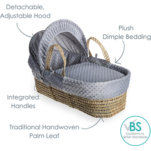 Dimple Palm Moses Basket - Grey by Clair de Lune