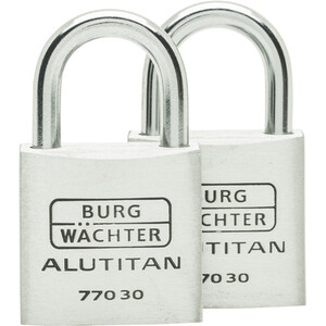 Pack of 2 Alutitan Aluminium Padlocks - Silver / 30mm by Burg-Wachter