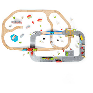 City Road and Railway Set - Multi-coloured by Bigjigs Rail