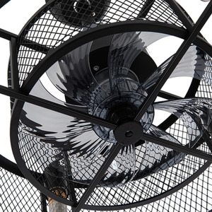 Ceiling Fan Light with Double-Layer Metal Mesh Shade - Black by Livingandhome